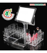 Acrylic Lipstick and Cosmetic Organizer With Square Mirror